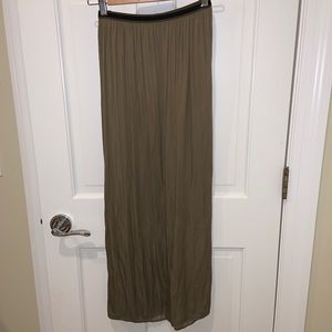 Olive Satin Maxi Skirt